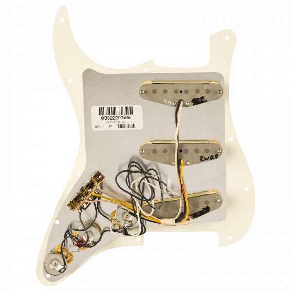 Fender Pre-Wired Strat Pickguard, Pure Vintage 65 w/RWRP Midde, Parch - Back