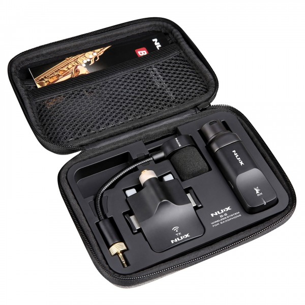 NUX B-6 Wireless Saxophone Microphone System 2.4GHz - Case, Open 1