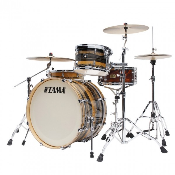 Tama Superstar Classic 22'' 3pc Shell Pack, Natural Tiger Ebony Wrap - Angle 2 