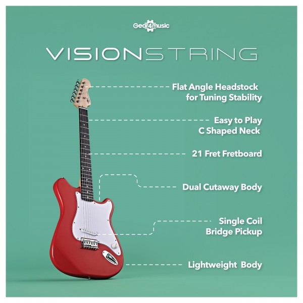 VISIONSTRING Electric Guitar. Red Infographic
