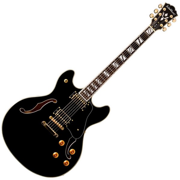 Washburn HB35B Hollow Body Series Electric Guitar, Black