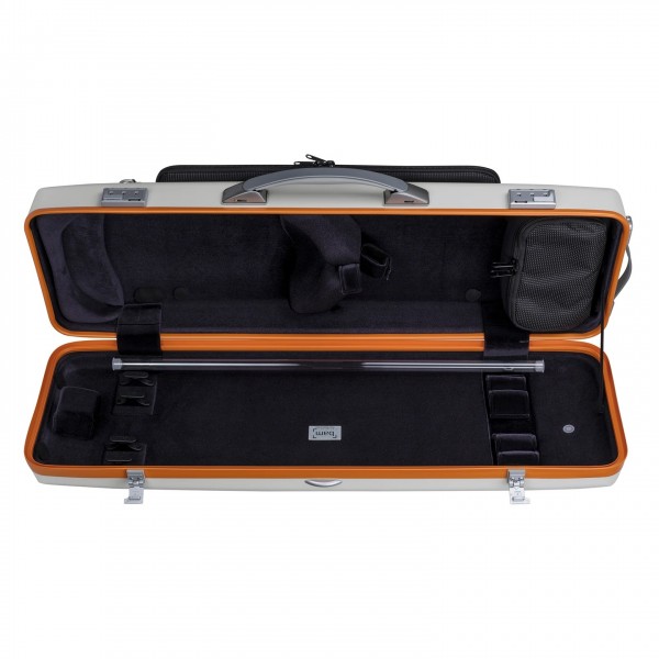 BAM Graffiti Hightech Oblong Violin Case, White & Orange - Open