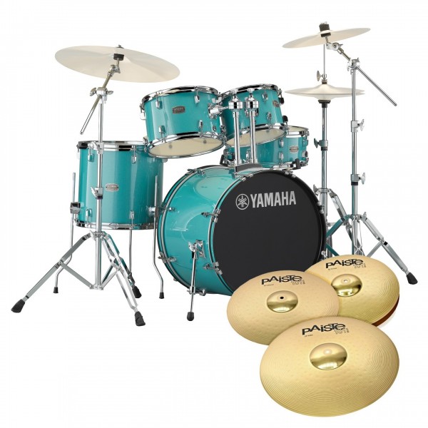 Yamaha Rydeen 20" Drum Kit w/Cymbals, Turquoise Glitter