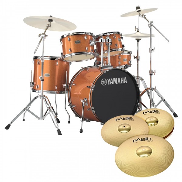 Yamaha Rydeen 20" Drum Kit w/Cymbals, Orange Sparkle