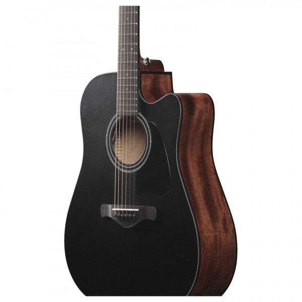 Ibanez AW247CE-WKH Weathered Black - Body, Angled Left