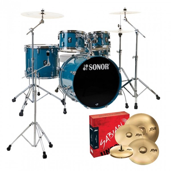 Sonor AQ1 20'' 5pc Pro Drum Kit w/Cymbals, Caribbean Blue