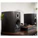 Wharfedale Diamond 9.1 Bookshelf Speakers (Pair), Black with Turntable (for demonstration only: turntable not included in bundle