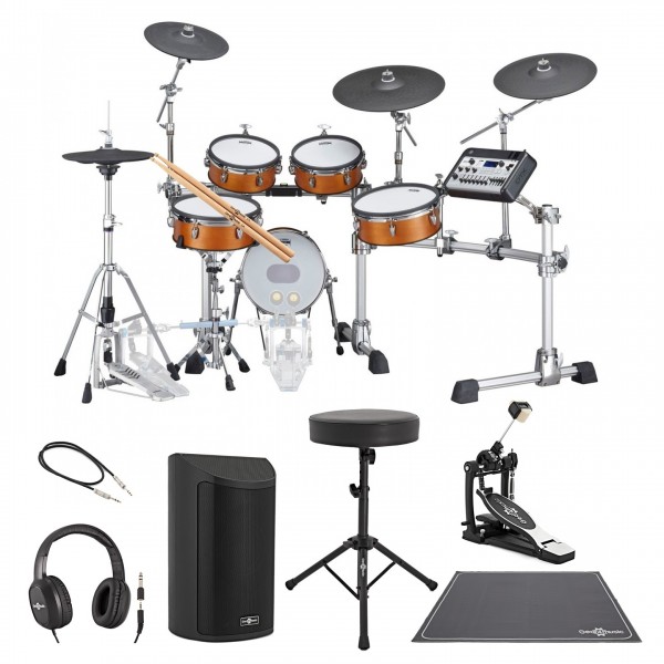 Yamaha DTX10K-M RW Electronic Drum Kit, Single Pedal Complete Bundle