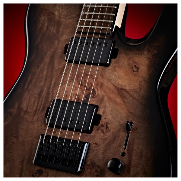 G4M 734 Pro Baritone Electric Guitar, Black Burl Burst