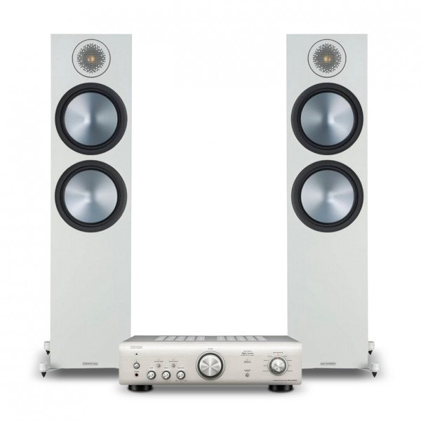 Denon PMA-600NE, Silver & Monitor Audio Bronze 500, Grey Hi-Fi Bundle