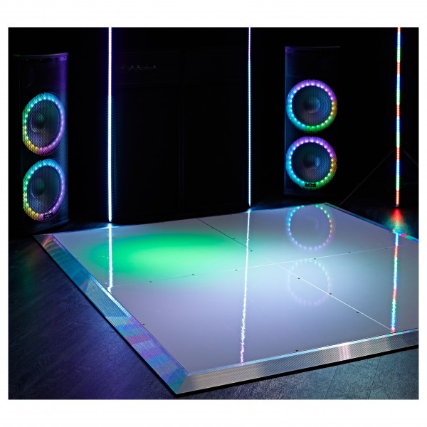 1m x 1m Portable Dance Floor Tile by Gear4music, White Finish