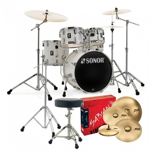 Sonor AQ1 20'' 5pc Pro Drum Kit w/Cymbals, Piano White