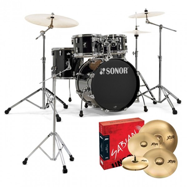 Sonor AQ1 20'' 5pc Pro Drum Kit w/Cymbals, Piano Black