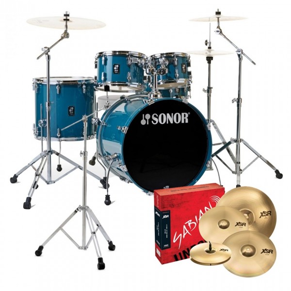 Sonor AQ1 22'' 5pc Pro Drum Kit w/Cymbals, Caribbean Blue