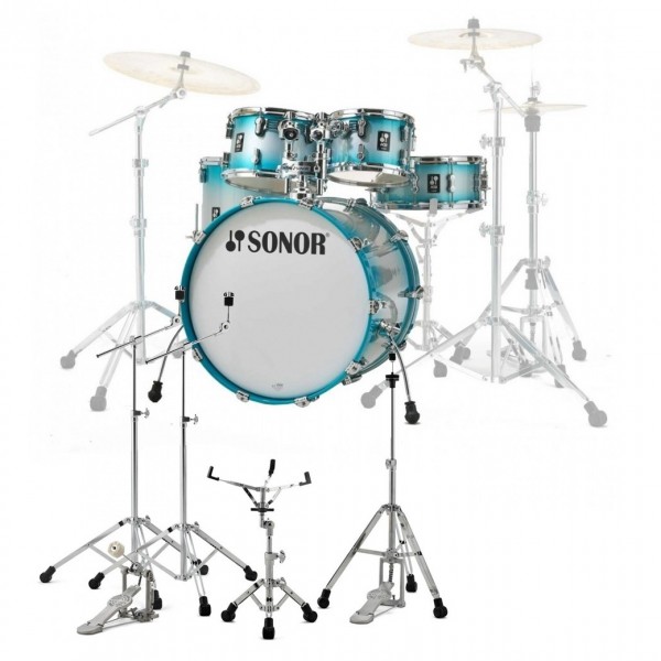 Sonor AQ2 22'' 5pc Drum Kit With Free Hardware, Aqua Silver Burst