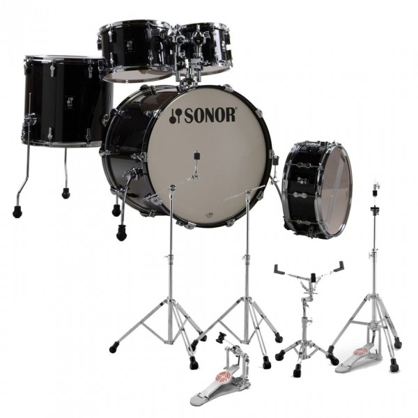 Sonor AQ2 22'' 5pc Drum kit w/Hardware, Transparent Black