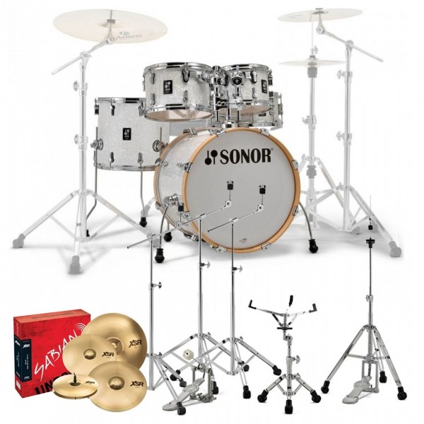 Sonor AQ2 20'' 5pc Pro Drum Kit w/Cymbals, White Pearl