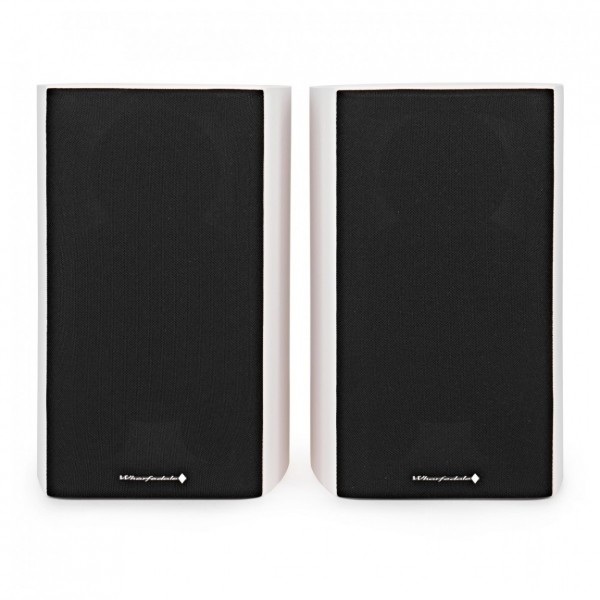Wharfedale Diamond 9.1 Bookshelf Speakers (Pair), White - Front View w/ Grille Attached