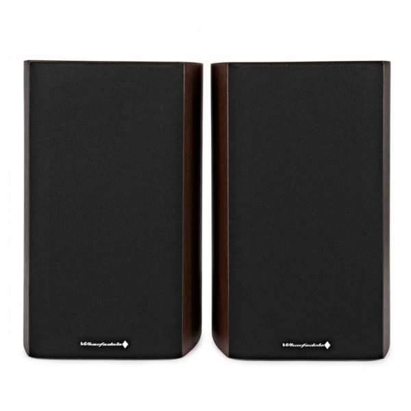 Wharfedale Diamond 9.1 Bookshelf Speakers (Pair), Walnut - Front w/ Grilles