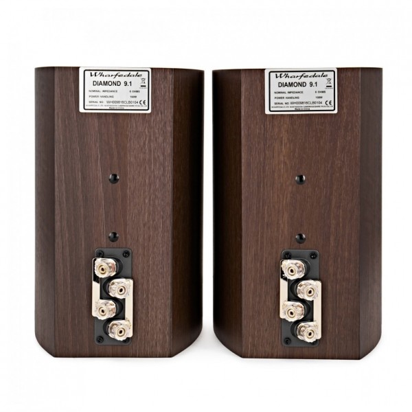 Wharfedale Diamond 9.1 Bookshelf Speakers (Pair), Walnut - Rear View