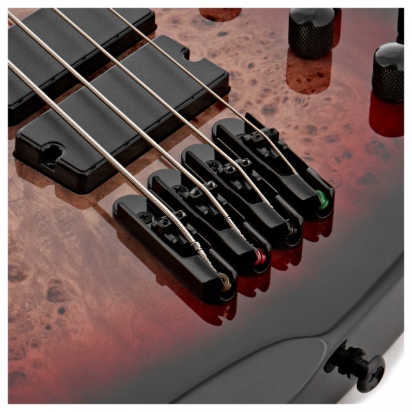 G4M 972 Fanned Fret Bass Guitar, Red Burl Burst