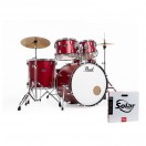 Pearl Roadshow 5pc Fusion Drum Kit w/Sabian Cymbals, Matte Red