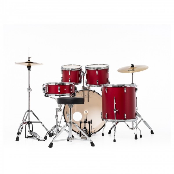 Pearl Roadshow 5pc Fusion Drum Kit w/Sabian Cymbals, Matte Red