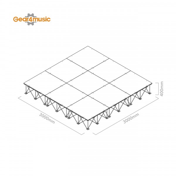 3m x 3m Portable Stage Kit by Gear4music, 40cm
