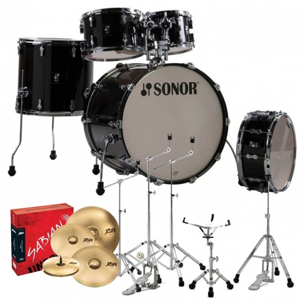 Sonor AQ2 20'' 5pc Pro Drum Kit w/Cymbals, Transparent Black