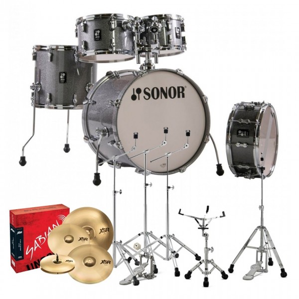 Sonor AQ2 20'' 5pc Pro Drum Kit w/Cymbals, Titanium Quartz