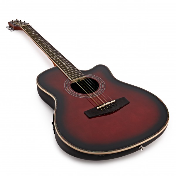 Roundback Electro Acoustic Guitar by Gear4music, Red Burst