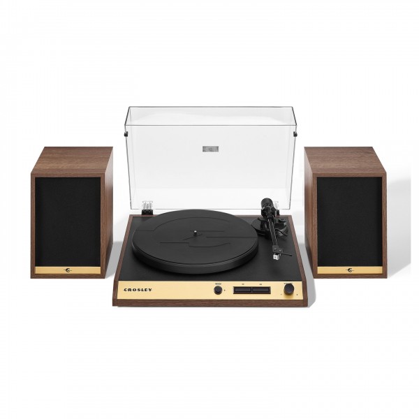 Crosley C72 Bluetooth Turntable with Speakers, Walnut - Front