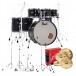 Pearl Decade Maple 7ks Pro Drum Kit so Sabian XSR, Satin Slate Black