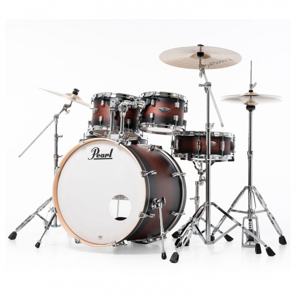 Pearl Decade Maple Pro Drum Kit w/Sabian XSRs, Satin Brown Burst - Angle 2
