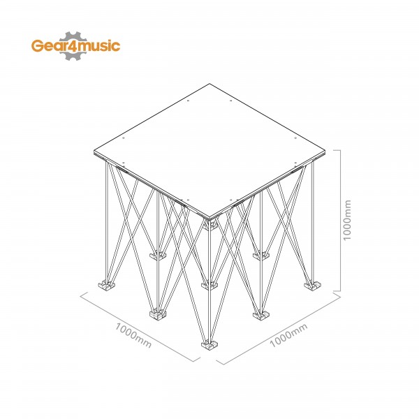1m x 1m Portable Stage Kit by Gear4music, 100cm