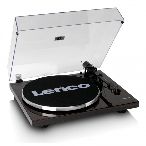 LBT-345 Bluetooth Record PLayer, Walnut - Angled Open