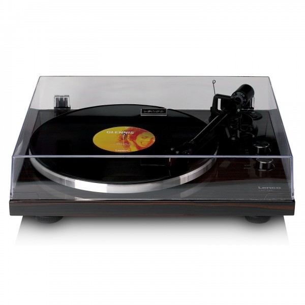 Lenco LBT-345 Bluetooth Turntable, Walnut - Front Closed
