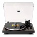 Lenco LBT-345 Bluetooth Turntable, Walnut - Front open with chrome record stabiliser