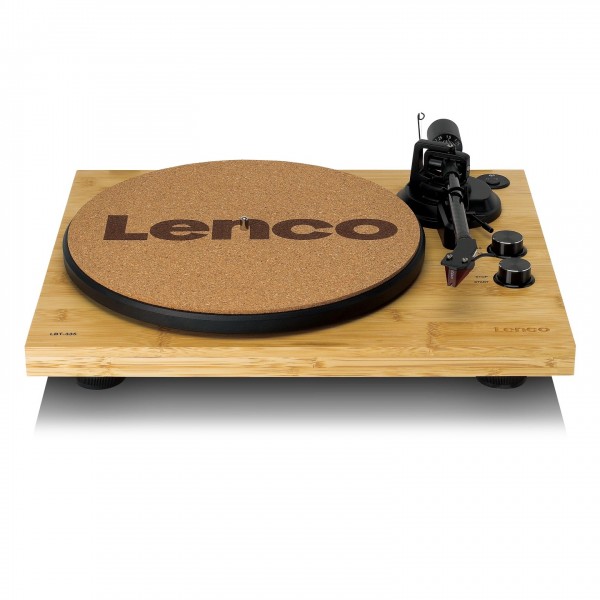 Lenco LBT-335 Bluetooth Record Player, Bamboo - Front with no lid