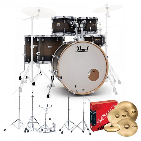 Pearl Decade Maple 6pc Pro Drum Kit w/Sabian XSRs, Satin Black Burst