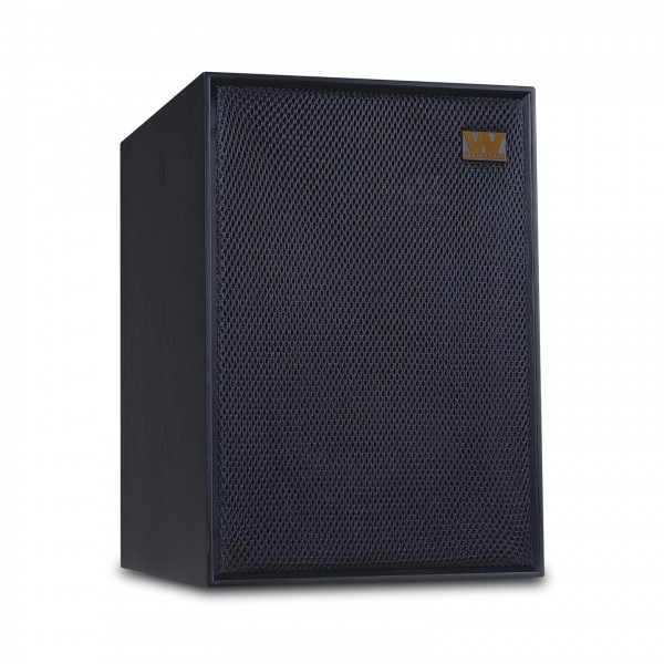 Wharfedale Denton 85 Speakers, Black Oak - Angled w/ Grille