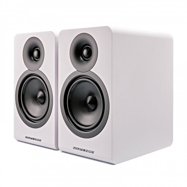Acoustic Energy AE100 MK2 Bookshelf Speakers (Pair), White - angled