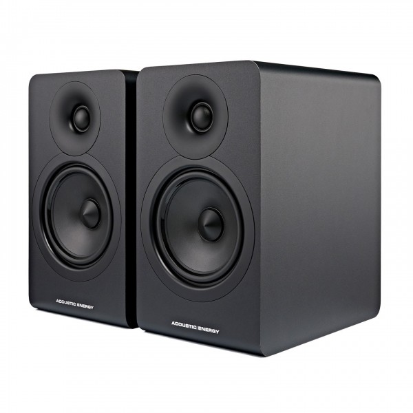 Acoustic Energy AE100 MK2 Bookshelf Speakers (Pair), Satin Black - angled
