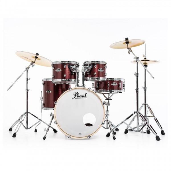 Pearl Export EXX 20" Fusion Drum Kit, Black Cherry Glitter - Front