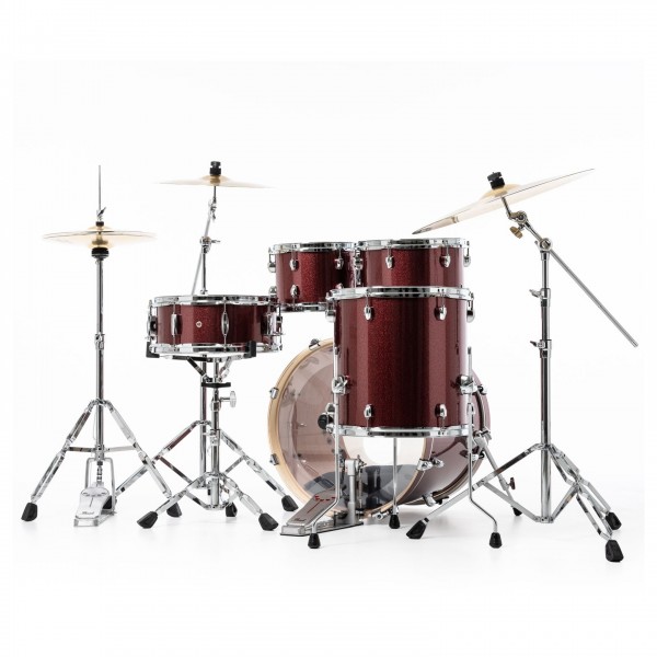 Pearl Export EXX 20" Fusion Drum Kit, Black Cherry Glitter - Rear Angle 2