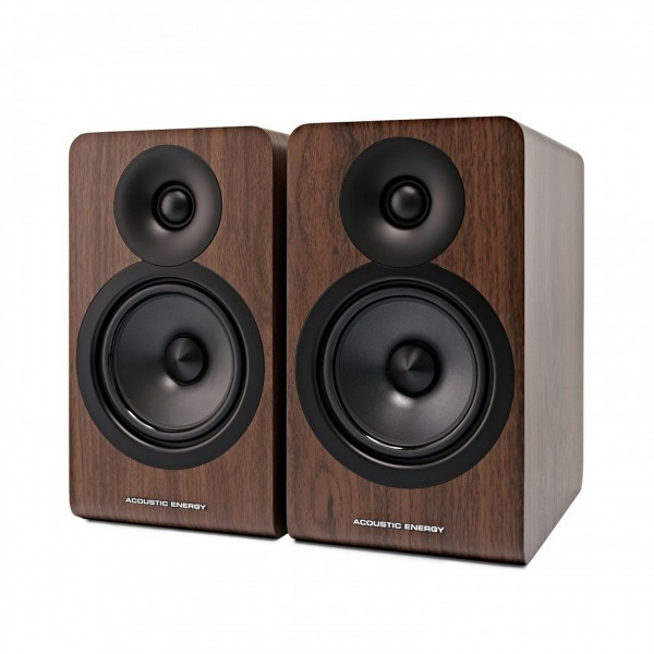 Acoustic Energy AE100 MK2 Bookshelf Speakers (Pair), Walnut Front View