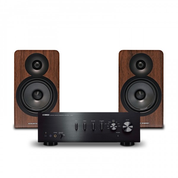 Yamaha A-S501 & Acoustic Energy AE100 MK2, Walnut Hi-Fi Bundle Front View