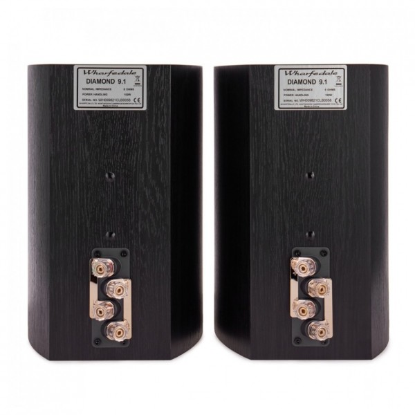 Wharfedale Diamond 9.1 Bookshelf Speakers (Pair), Black - Rear