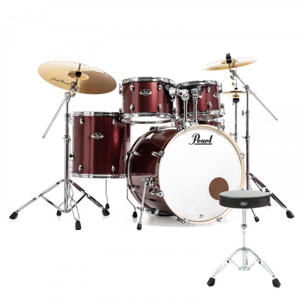 Pearl Export 22'' Rock Drum Kit w/Free Stool, Cherry Glitter