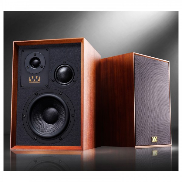Wharfedale Super Denton Bookshelf Speaker, Mahogany Lifestyle View
